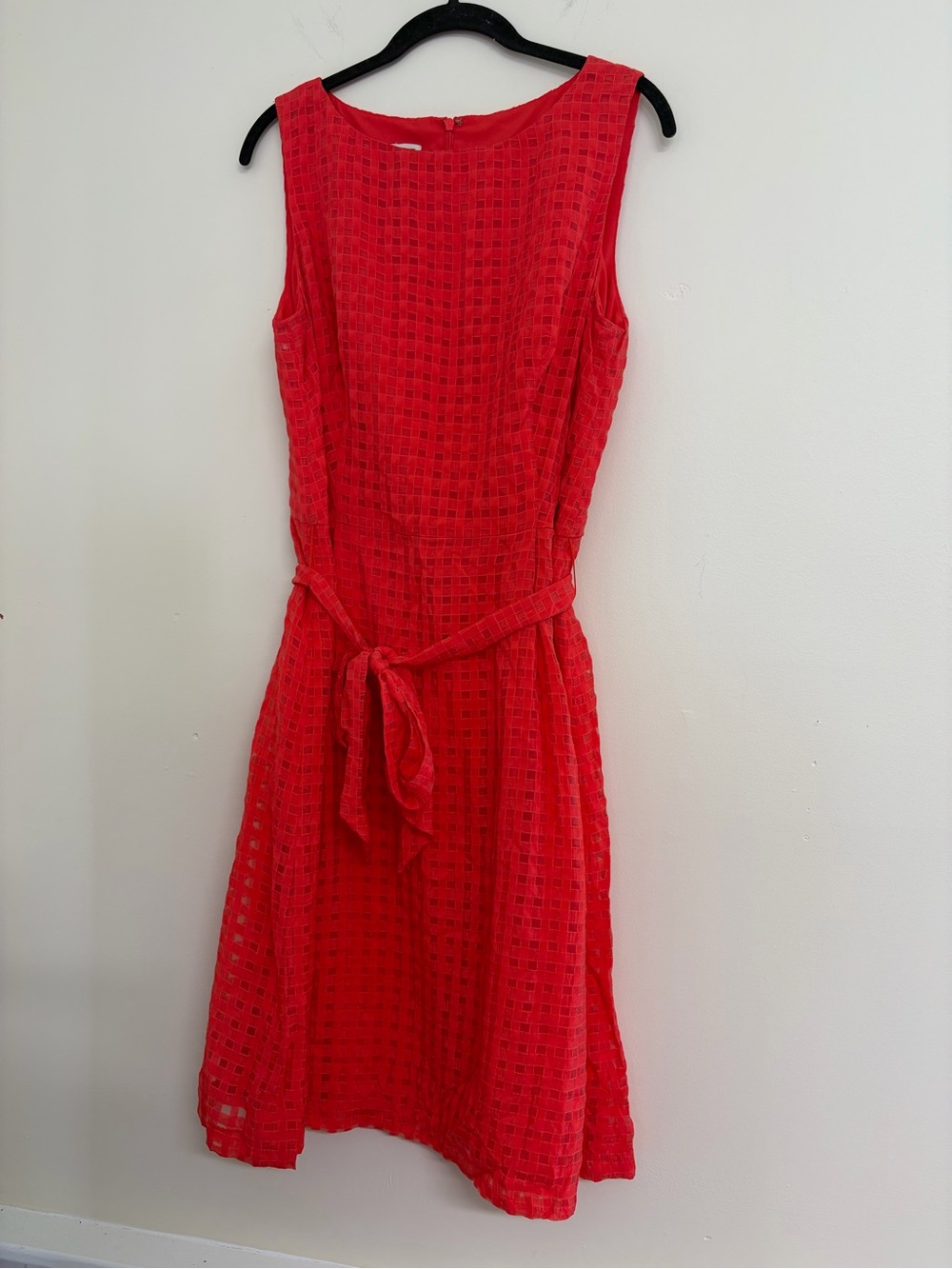 Anne Klein Sleeveless Orange-Red Belted A-Line Dress